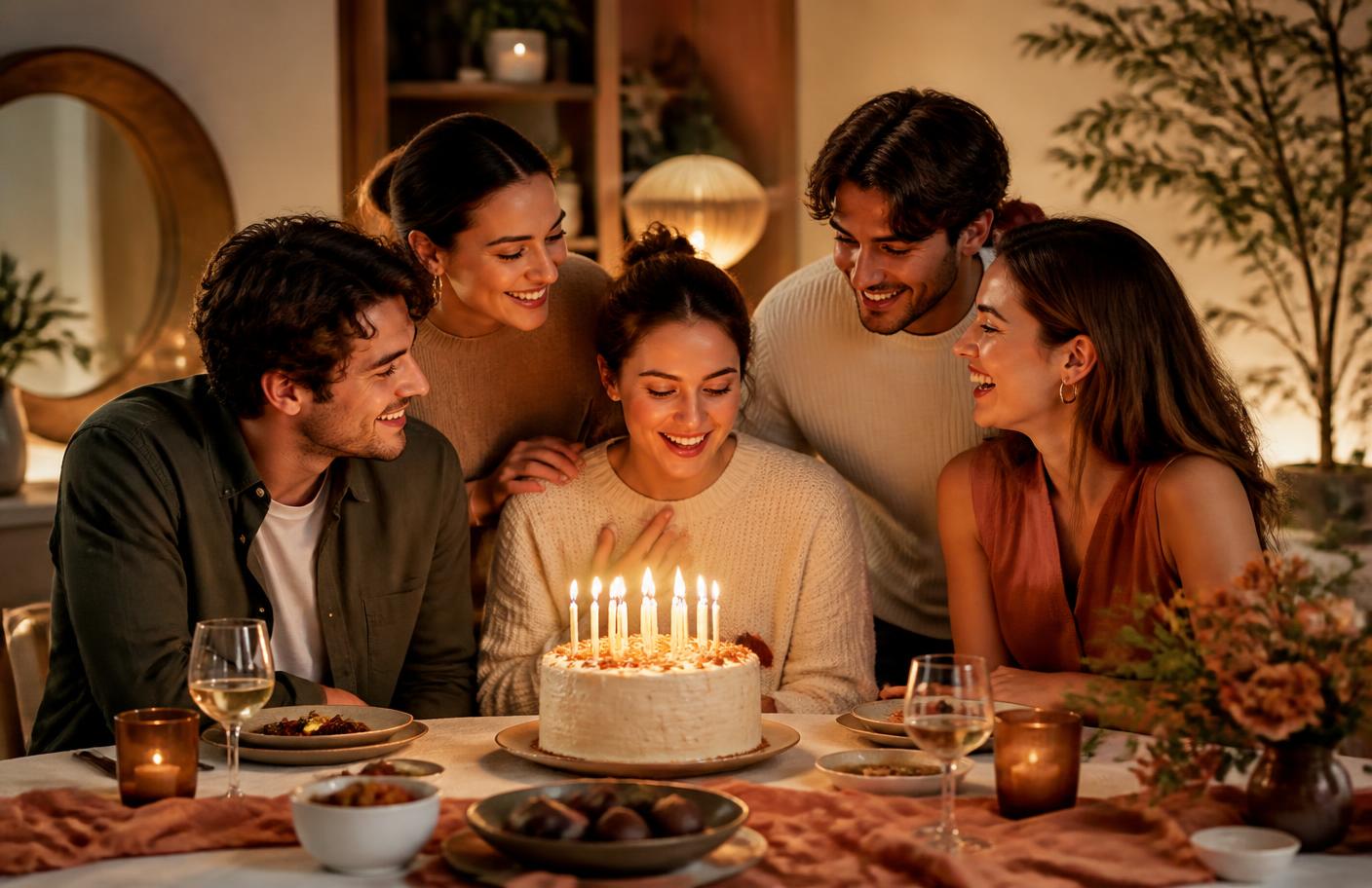 Friends celebrating around a Goodies Cakes creation